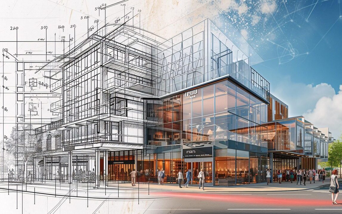 ai generated, architecture, construction, residential, rendering, design, urban, transition, building, modern, development, drafting, plan, facade, glass, cityscape, innovation, engineering, structure, perspective, commercial, infrastructure, visualization